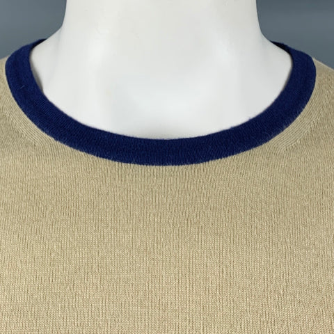 ETRO Size XXL Khaki Knit Cotton Cashmere Crew Neck Pullover