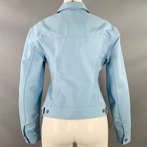 HELMUT LANG Size M Femme Trucker Soda Blue Cotton Blend Cropped Denim Jacket