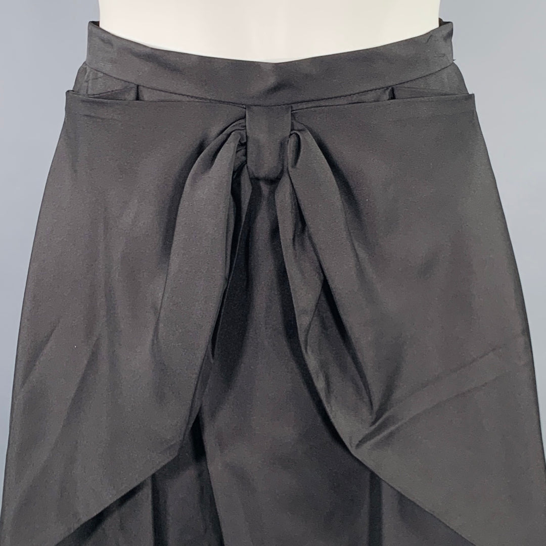 CYNTHIA ROWLEY Size 0 Black Silk Bow Asymmetrical High Low Skirt