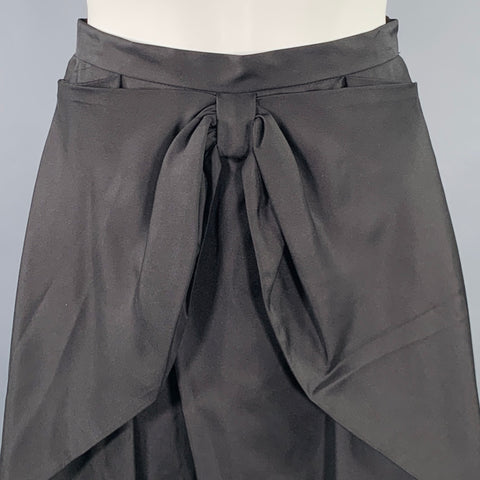 CYNTHIA ROWLEY Size 0 Black Silk Bow Asymmetrical High Low Skirt