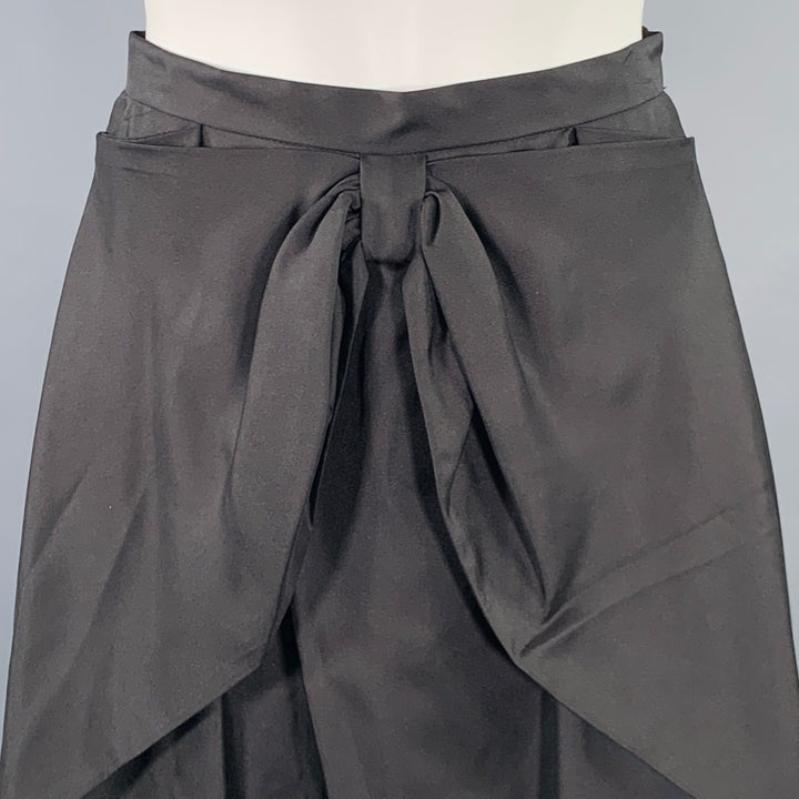 CYNTHIA ROWLEY Size 0 Black Silk Bow Asymmetrical High Low Skirt