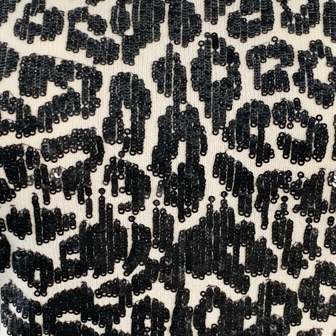 MICHAEL KORS COLLECTION Size S Black White Cashmere Sequined Animal Print Dress Top