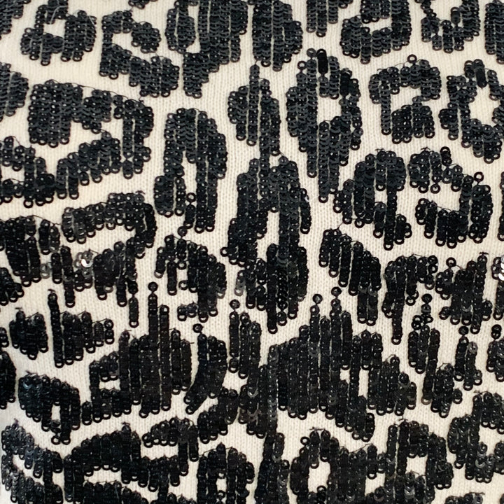 MICHAEL KORS COLLECTION Size S Black White Cashmere Sequined Animal Print Dress Top