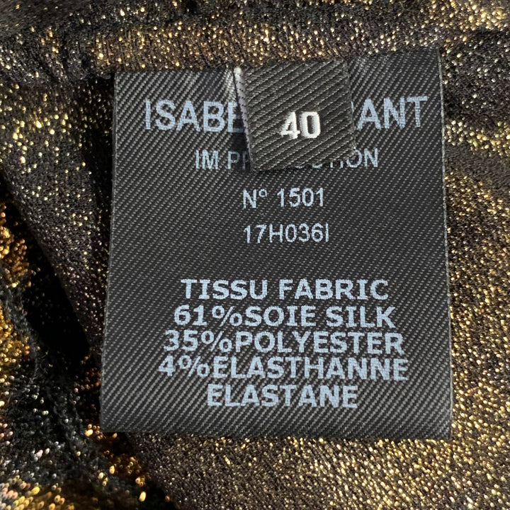 ISABEL MARANT Size S Brown Black Metallic Silk Blend Animal Print Dress Top