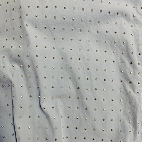 PRADA Taille M Blouson zippé en coton clouté bleu et argent
