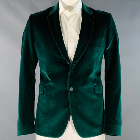 PAUL SMITH Size 44 Kensington Green Velvet Cotton Notch Lapel Sport Coat