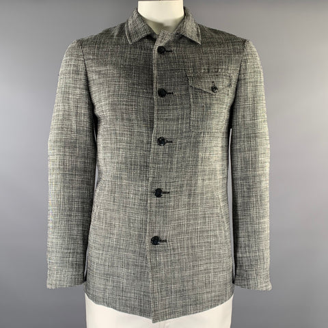KLEIN EPSTEIN & PARKER Thimm Size L Black White & Black Heather Wool Blend Coat