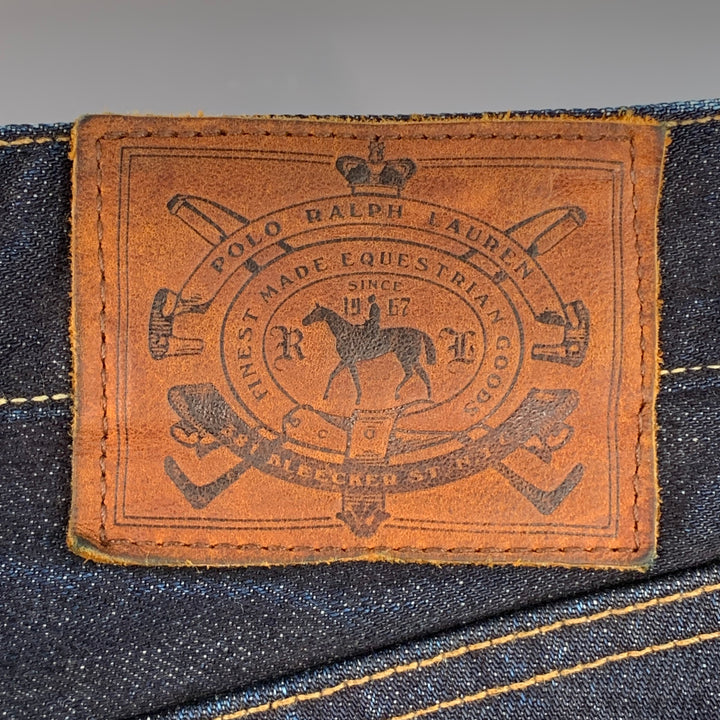 RRL by RALPH LAUREN Size 36 Indigo Cotton Selvedge Twill Straight Embroidered Birds Jeans