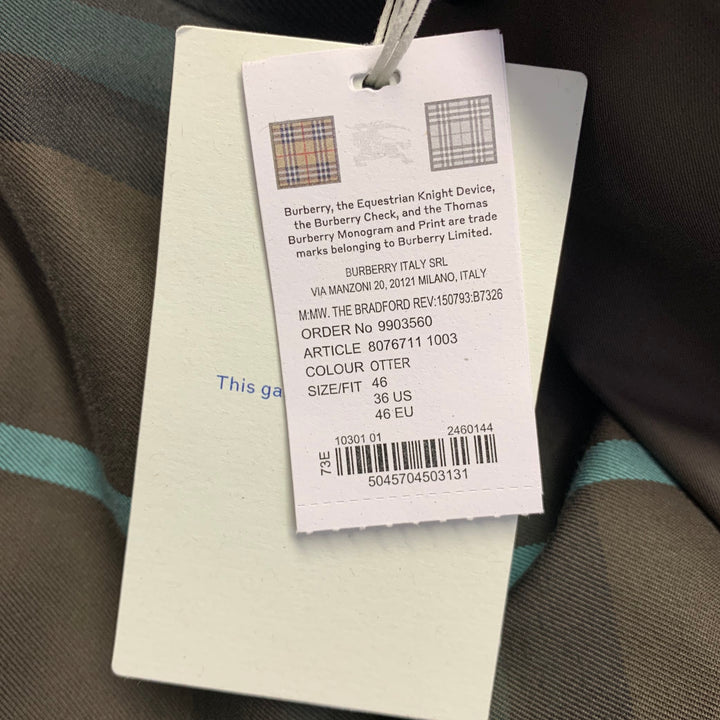 BURBERRY Size 36 Bradford Green Olive Reversible Cotton Belted Trench Coat
