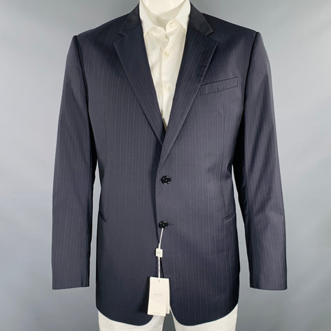 ARMANI COLLEZIONI Taille 46 Veste de Sport en Laine Rayée Bleu Marine