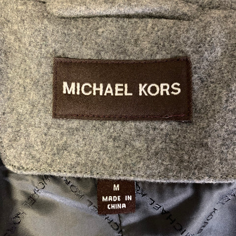 MICHAEL KORS Size L Grey Wool Blend Double Breasted Jacket