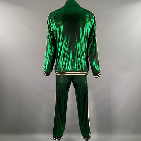GUCCI Size XXL Green Side Stripe Acetate Blend Cruise Tracksuit