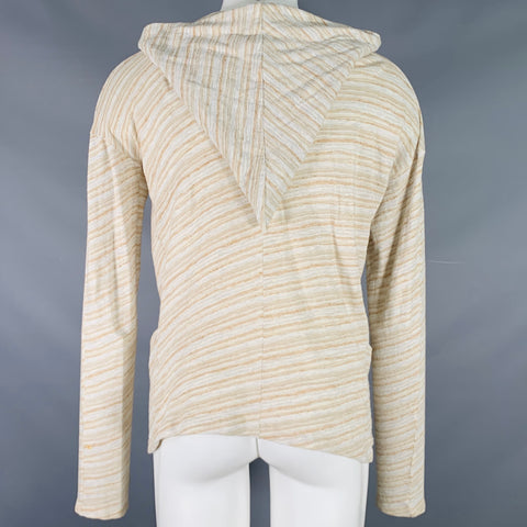 THE VIRIDI-ANNE Size M Khaki White Stripe Cotton Zip Up Hoodie Jacket