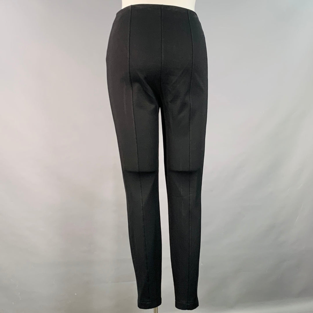 THE ROW Size XL Black Viscose Blend Textured Elastic Waistband Leggings Casual Pants