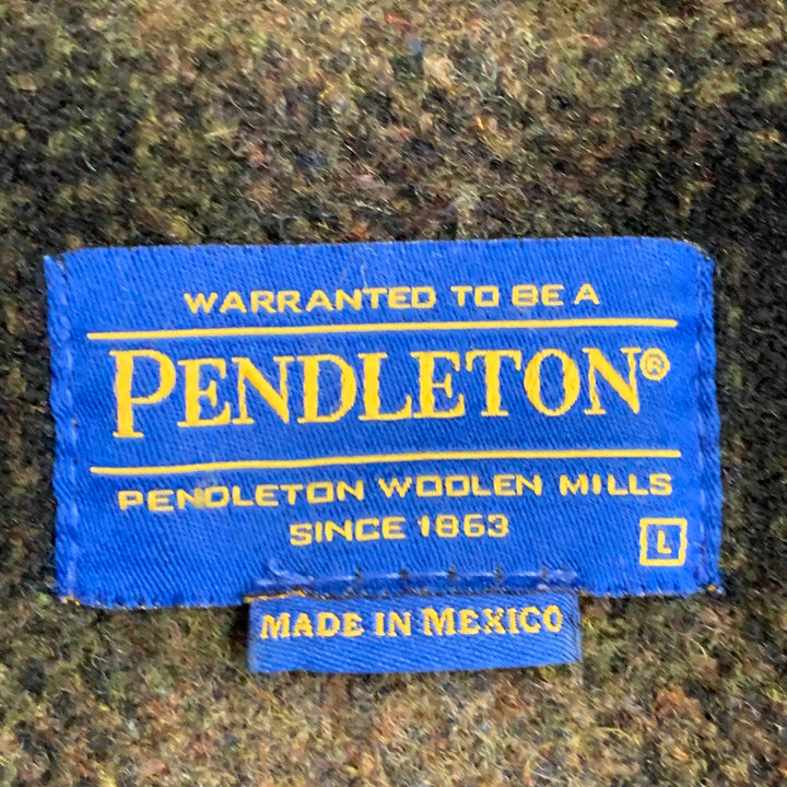 PENDLETON Size L Brown Black Checkered Wool Worker Jacket