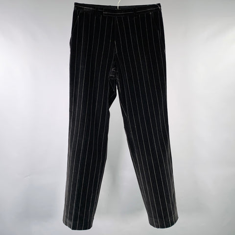 HUGO BOSS Size 30 Black Grey Pinstripe Cotton Velvet Dress Pants