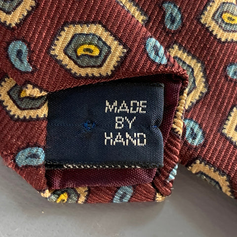 POLO by RALPH LAUREN Burgundy Grey Beige Paisley Silk Tie