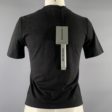 BALENCIAGA Size L Black Photo Cotton  Elastane T Shirt Short Sleeve Shirt