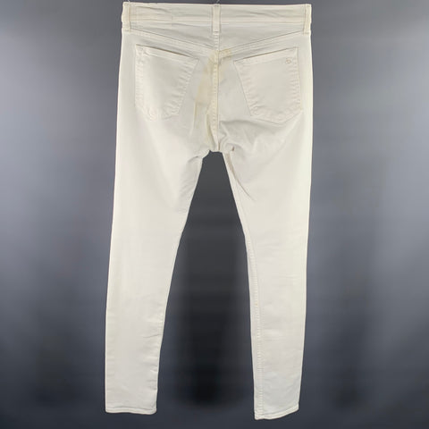 RAG & BONE Size 30 White Distressed Cotton Blend Skinny Jeans