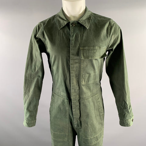 ALEX MILL Size XS Green Olive Contrast Stitch Cotton Blend Jumpsuits & Overalls