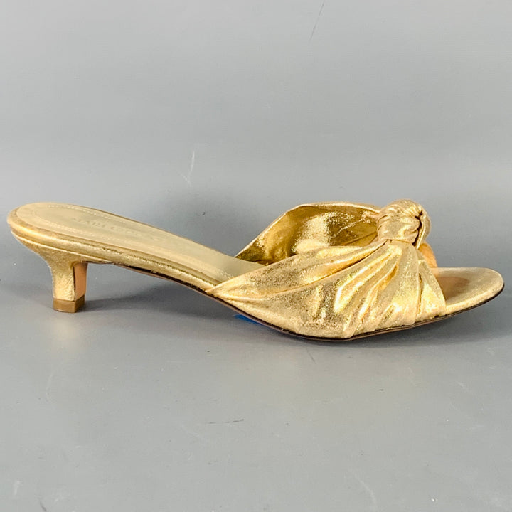 MARI GIUDICELLI Size 8 Jeanne Gold Metallic Leather Knots Kitten Heel Pumps