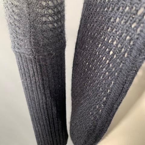 KOKUN Size XS Grey Navy Cashmere Ombre Open Knit Pullover