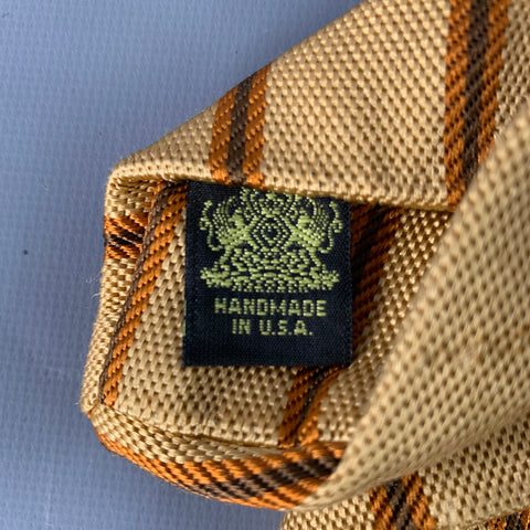 OXXFORD CLOTHES Orange Mustard Diagonal Stripe Silk Tie