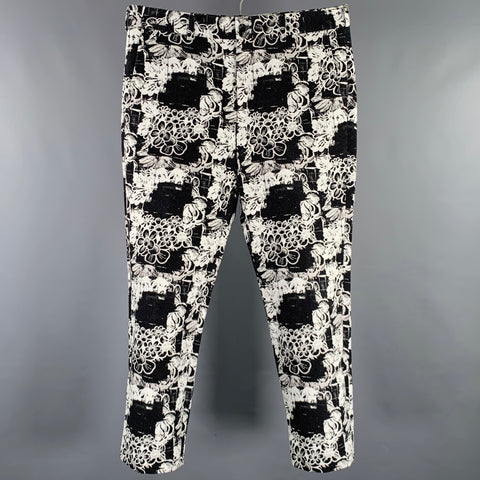 COMME des GARCONS HOMME PLUS 2021 Size M Black White Floral Cotton Dress Pants