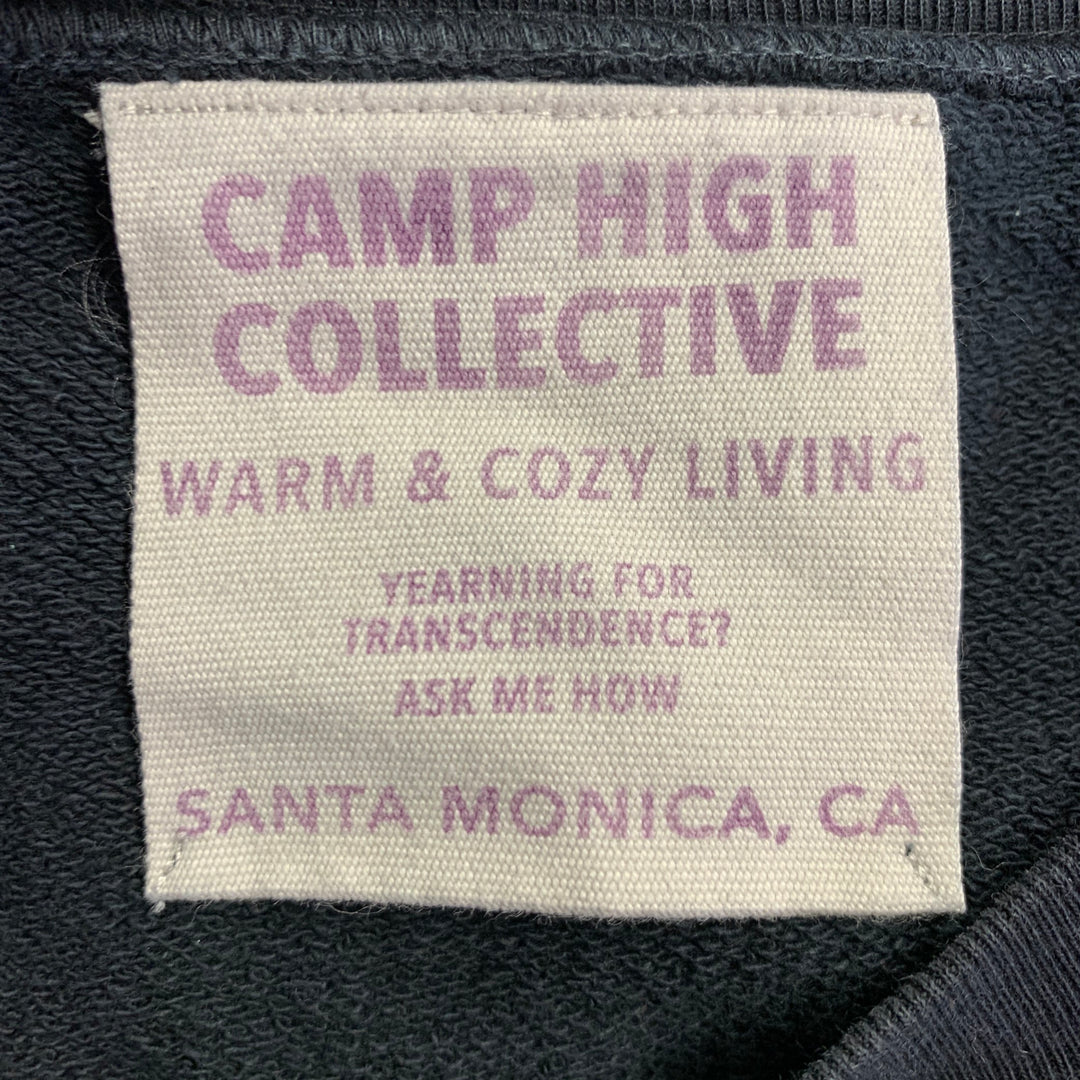 CAMP HIGH COLLECTIVE Size XXL Black Cream Logo Print Crew Neck Sweatshirt