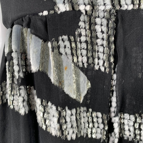 MARC JACOBS Size 2 Black Silver Silk Blend Jacquard Sleeveless Dress