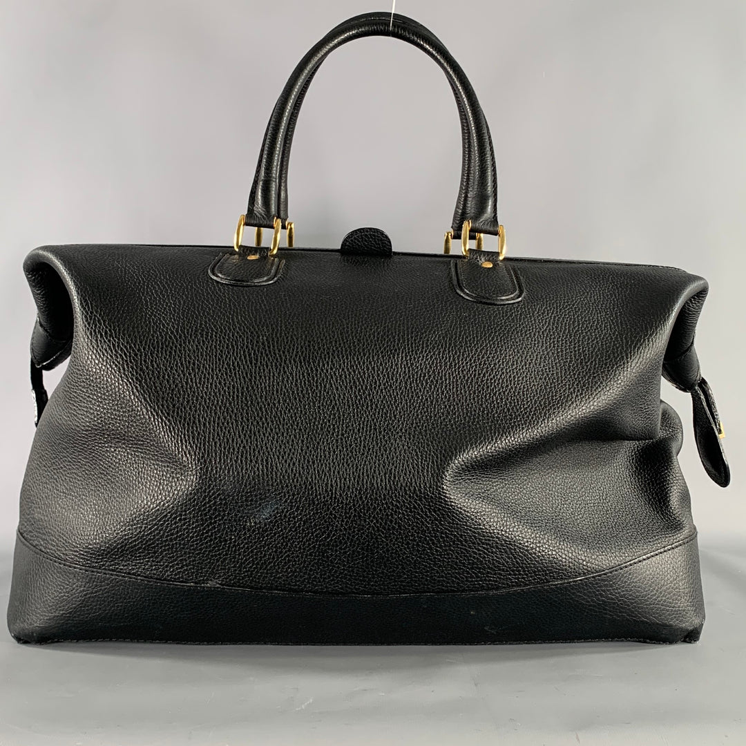 BARNEYS NEW YORK Size One Size Black Gold Crackled Leather Duffle Bags
