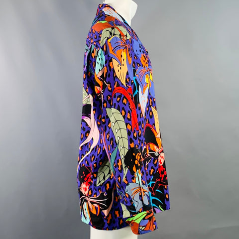 THE GUILTY PARTIES Size M Multi Color Floral Animal Print Rayon One Pocket Long Sleeve Shirt