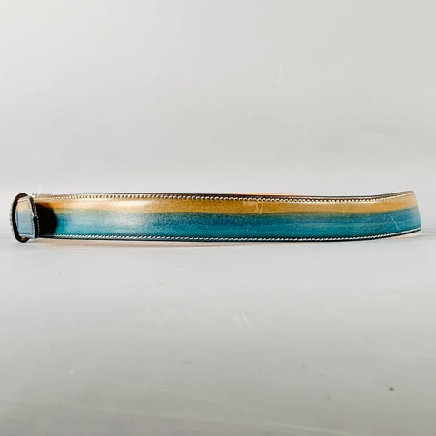 BETTANIN & VENTURI Size 34 Teal Taupe Dip Dyed Leather Belt