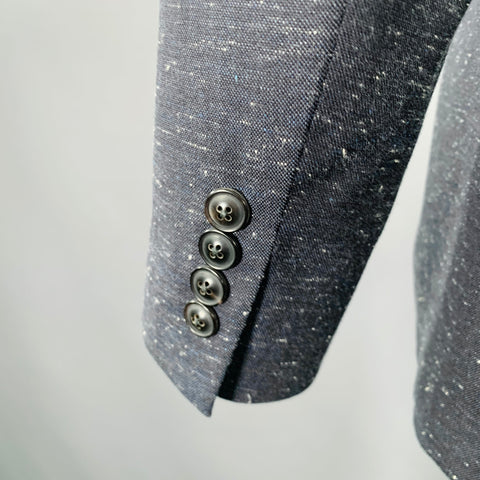 JOHN VARVATOS Size 40 Navy White Virgin Wool Blend Suit