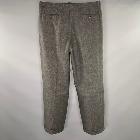 ZANELLA Size 38 Grey Black Houndstooth Wool Cashmere Pleated Dress Pants