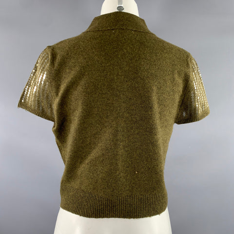 CAMILA COELHO Size M Green Olive Polyester Polo Casual Top