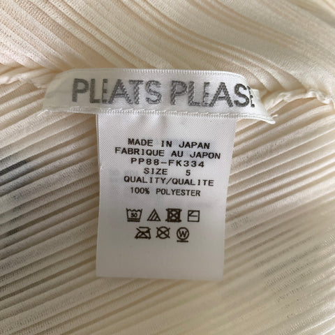 PLEATS PLEASE by ISSEY MIYAKE Size 10 Cream Ivory Polyester Crinkled Dress Top