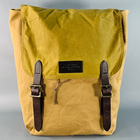 FILSON Tan Brown Cotton Canvas Twill Leather Trim Buckles Backpack