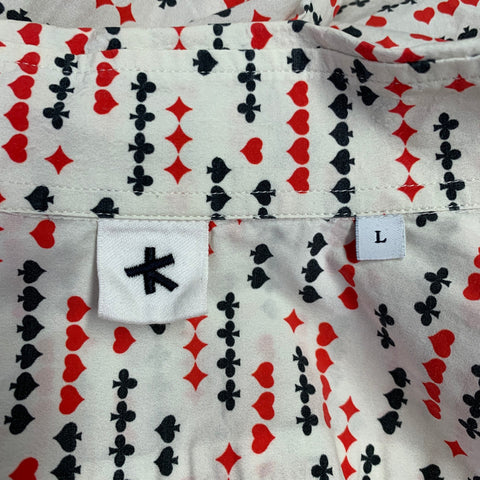 ADAM KIMMEL Size L Off White Red Black Cotton One Pocket Long Sleeve Shirt