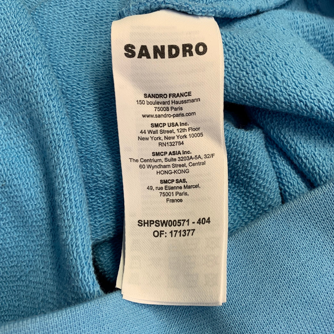 SANDRO Size L Blue Orange Bunny Cartoon Cotton Hoodie Sweatshirt