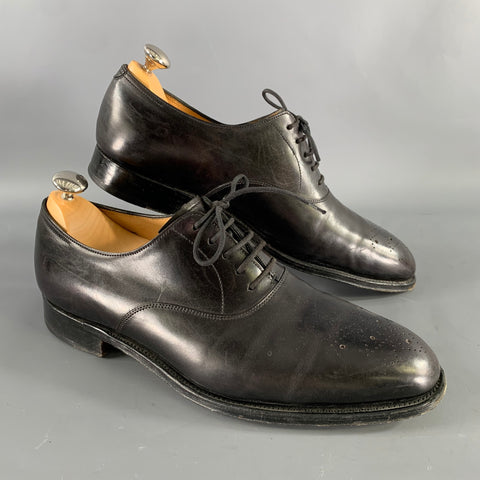 JOHN LOBB KEPAS Size 9 Black Perforated Leather Pointed Toe Lace Up Shoes