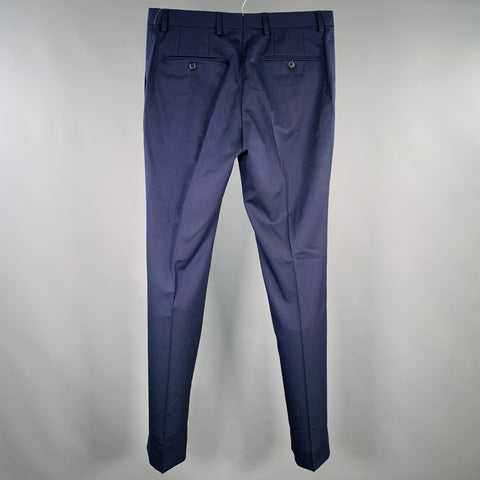 LARDINI Size 32 Navy Wool Blend Zip Fly Dress Pants