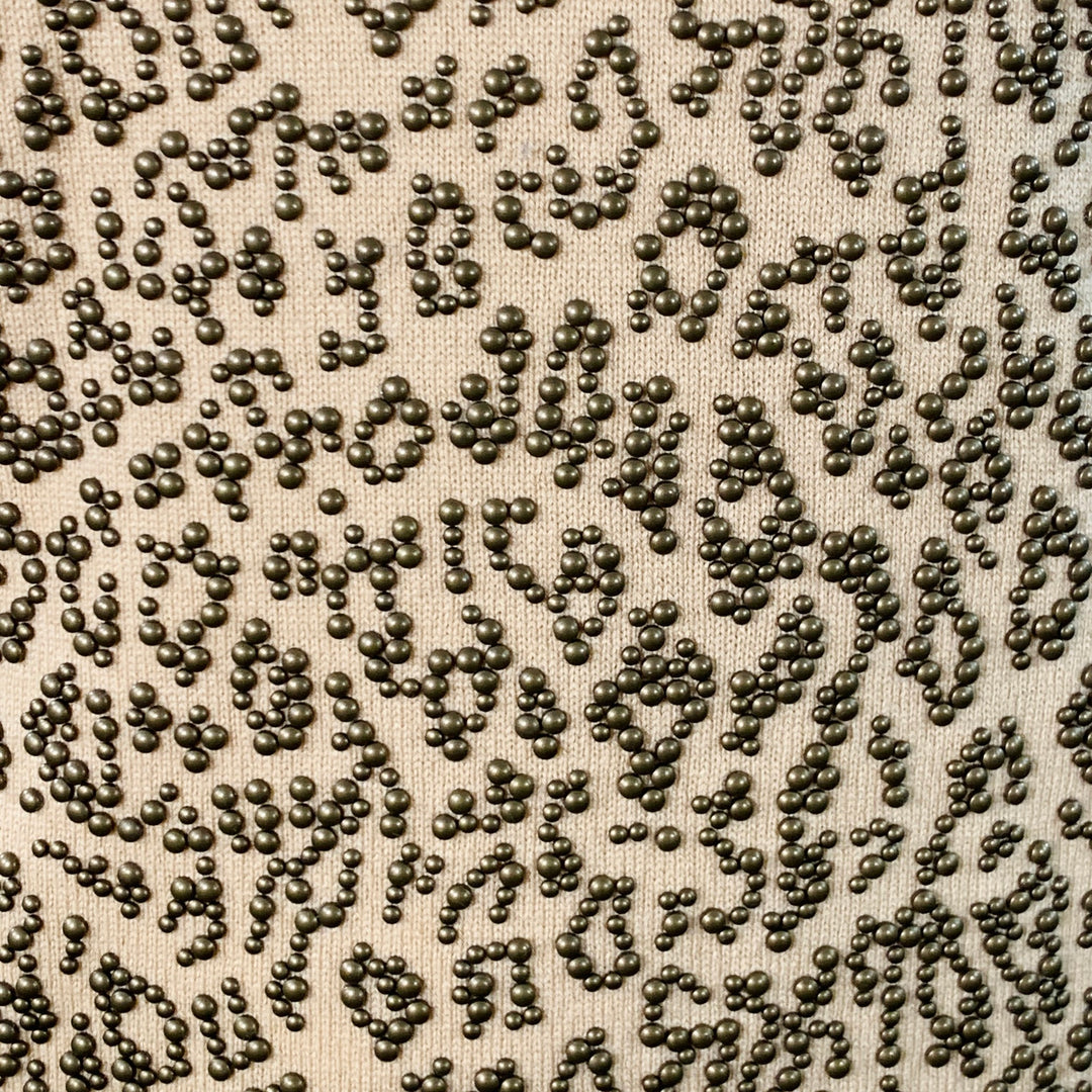 MICHAEL KORS COLLECTION Size L Tan Copper Cashmere Studded Animal Print Sweater