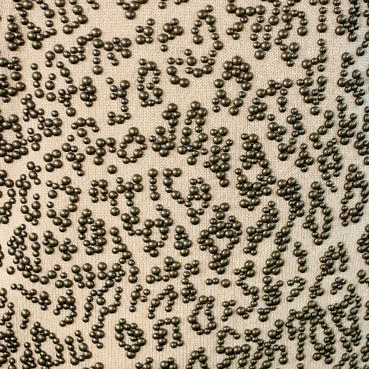 MICHAEL KORS COLLECTION Size L Tan Copper Cashmere Studded Animal Print Sweater