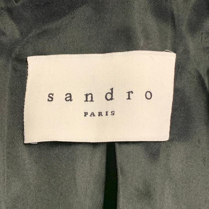 SANDRO Size L Black White Checkered Wool Blend Buttoned Raglan Coat