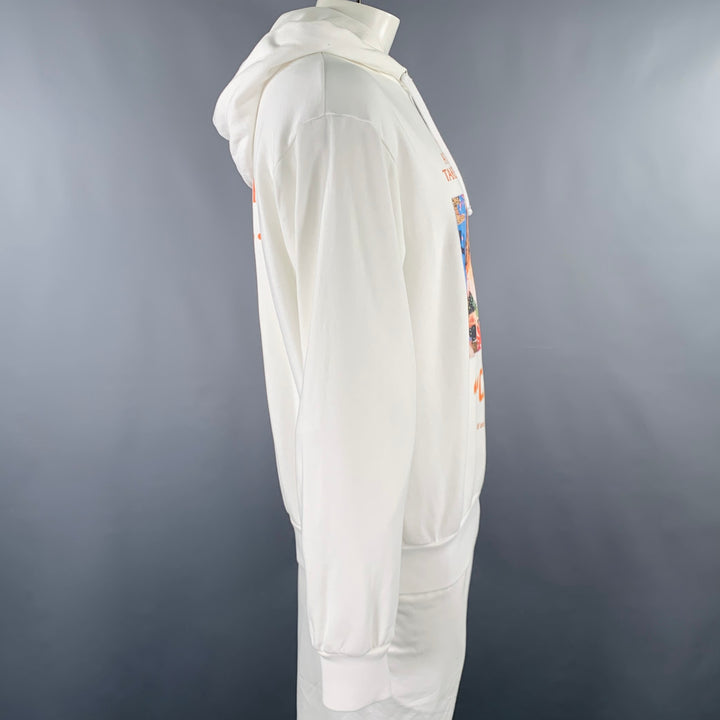 JW ANDERSON Size L White Multi Color Carrie Print Cotton Hooded Sweatshirt