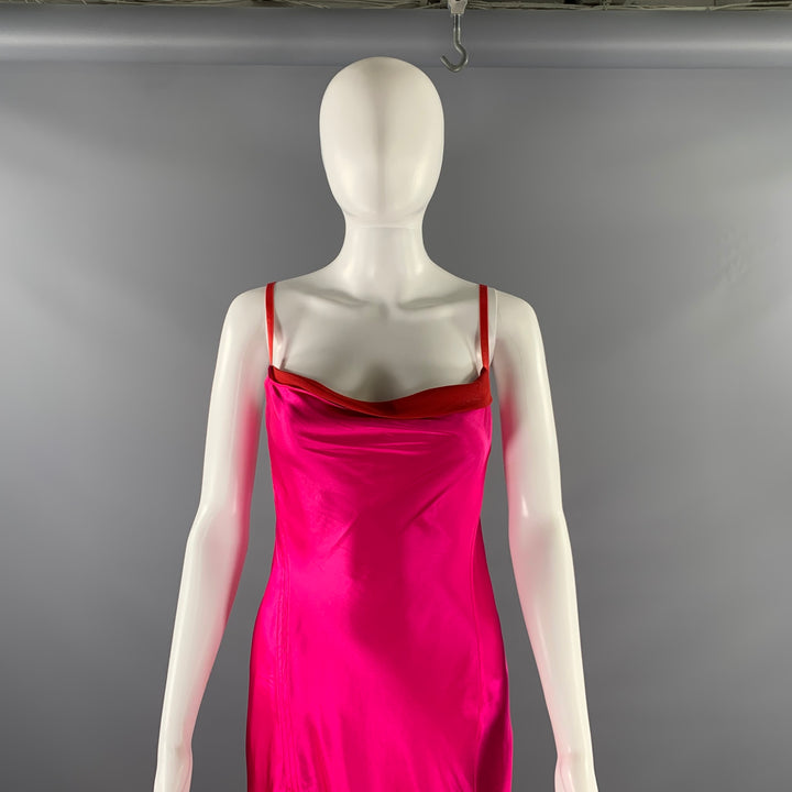 ACNE STUDIOS Size XS Pink Red Viscose  Silk Two Tone Shift Dress