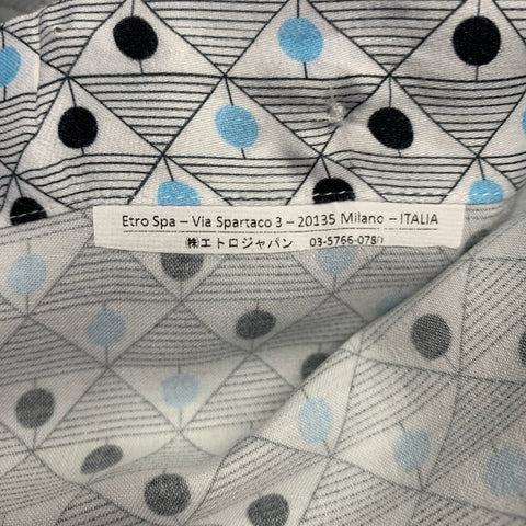 ETRO Size M White Black Blue Abstract Short Sleeve Shirt