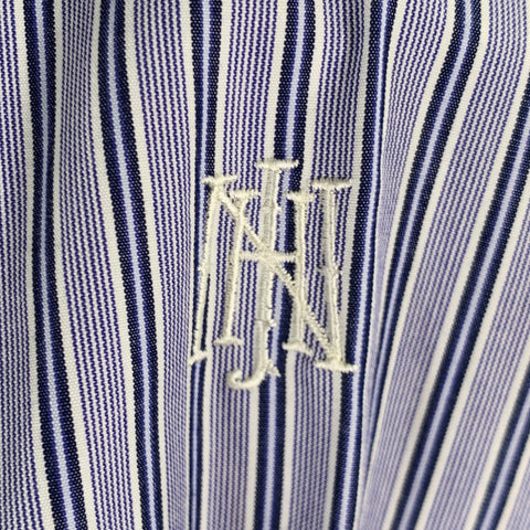NEIGHBORHOOD Size L Blue Black & White Stripe Cotton Long Sleeve Shirt