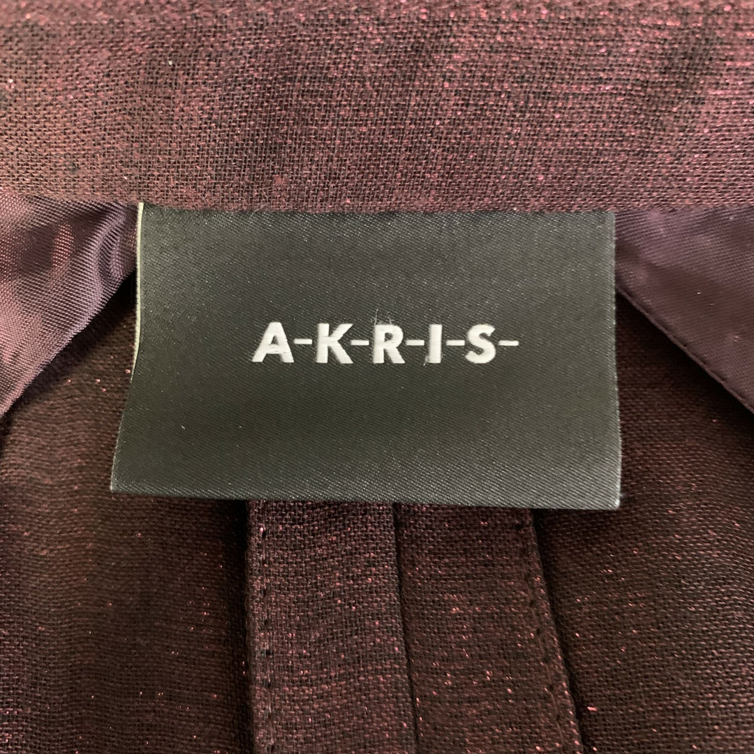 AKRIS Size 12 Burgundy Wool  Polyester Sparkly Jacket